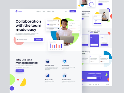 GoTask - Task Management Tool Landing Page clean design landing page manage management minimal productivty project management task task management tasks todo tool ui ui design uiux web website whitespace