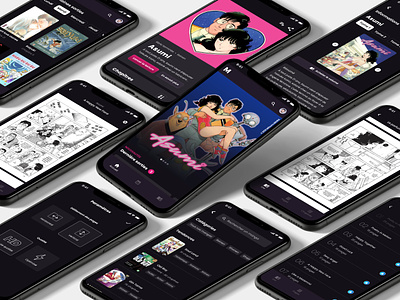 Mangas.io • Mobile App app application clean design system figma french interface design manga mangas mobile naruto reader web