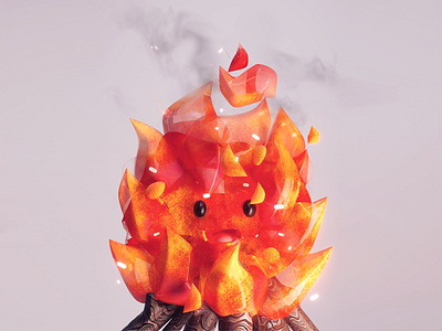 Happy Fire 3d autumn c4d character fire illustration nft