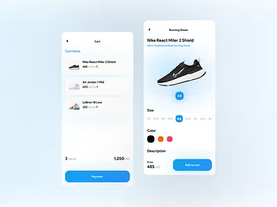 Shoe Store Concept app app ui application blue cart concept design nike shoe store ui user interface visual design