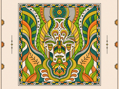 The Green Man artwork character design graphicdesign green greenman illustration leaves lineart lines vector