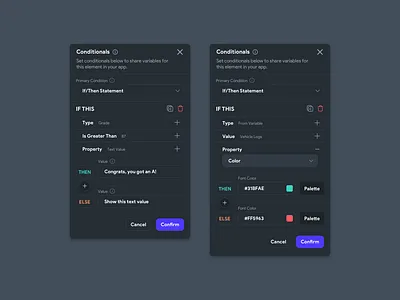 Conditional Logic in Flutterflow (WIP) app card components conditional logic conditionals conditions dashboard design dialog ifthen logic modal sass ui uiux