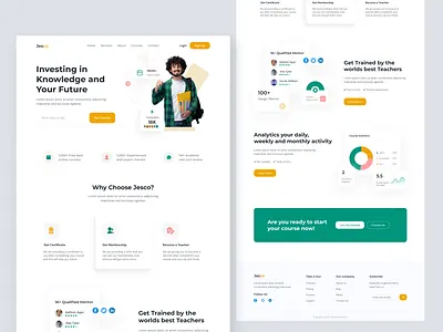 Learning platform landing page branding graphic design logo ui