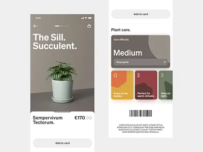 Plant store app card description mobile plant product store ui