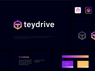 teydrive car steering wheel with letter T abstract automotive brand identity branding car steering car wheel clean concept creative engine garage gear gradient logo logo branding logo design minimal modern simple steering wheel