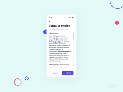 Daily UI #89: Terms of Service app design blue cta button daily ui 89 dailyui dailyuichallenge day 89 flat design minimalism minimalist mobile design purple simple clean interface typography ui uiux uiuxdesign user experience design uxui uxuidesign