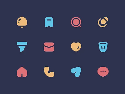 Chubby Icon Set - Filled Style bookmark bucket chubby comment edit favorite figma filled filter home icon icon pack icon set mail message notification phone search ui vector