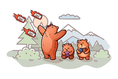 Bear stickers animals art bear cartoon character character design design digital flat forest fun funny graphic design illustration patswerk sticker sticker set stickers telegram stickers vector