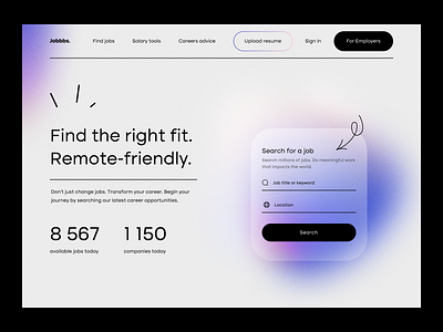 ~ job search website ~ career employment gradient hiring job board job finder job finder app job listing job search job seeker landing landingpage minimalism recruitment ui uiux ux web web design website