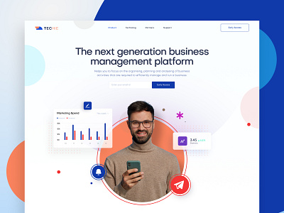 Header concepts for Business Management Platform b2b saas product design design platform header herosection product design saas saas landing page ui ui design ui interface uiux website design webtemplate