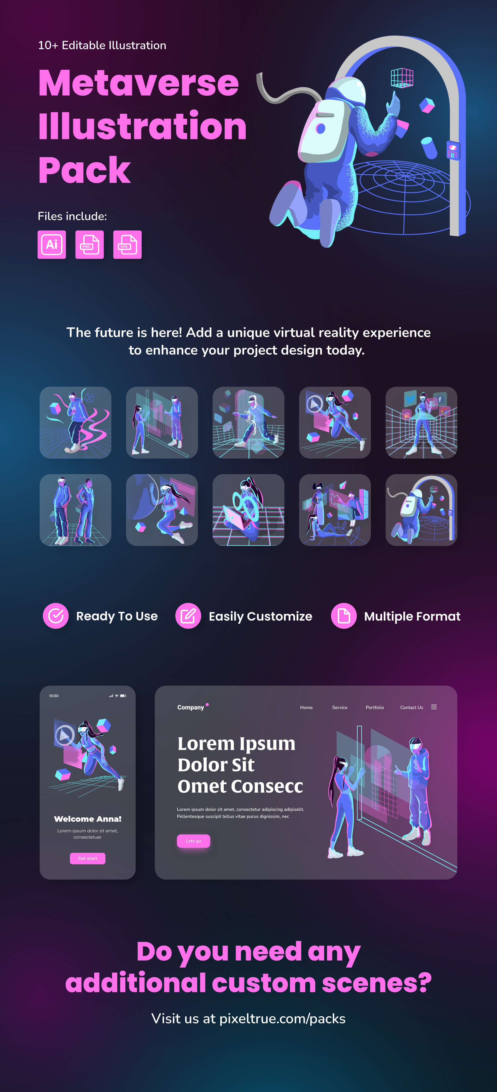 Metaverse Illustration Pack by Pixel True character graphics illustration vector vector illustration