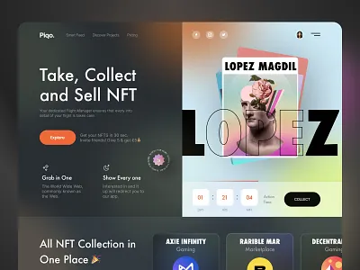 NFT Web 🎉 art crypto crypto art cryptocurrency dark ethereum gallery gradient interface layout minimal modern nft product design trending typography ui ux visual web