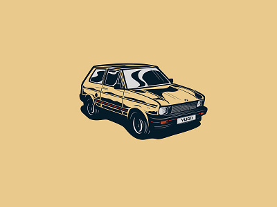 Retro Cars - Yugo car design illustration infamous vector yugo