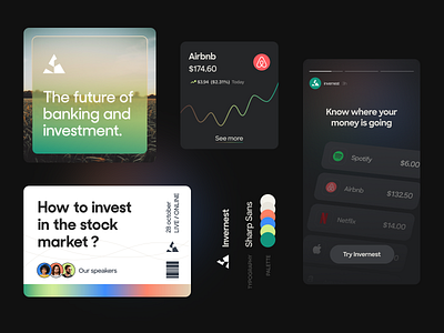 Invernest • Branding banking brandbook branding crypto cryptocurrency dark events fintech glassmorphism gradients identity instagram invest investment logo money social social media stocks trading