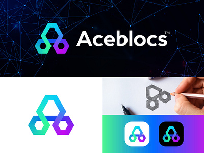 Aceblocs Logo Design | Modern Blockchain Technology Logo Concept a logo blockchain brand identity branding colorful futuristic gradient icon logo logo design logo designer logomark logos logotype loop minimalist logo modern logo symbol technology typography