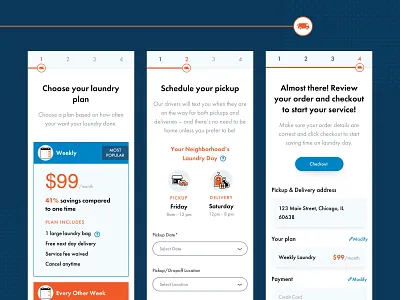 CD One :: Mobile Views choose plan laundry mobile mobile views order order details order review plan pricing process product subscription ui ux