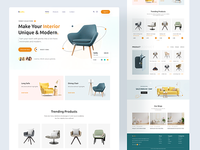 Chair - Furniture Landing Page Website 3d animation chair creative design furniture hero section homedesign interiordecor interiordesigner interiors landing page luxury ui ui ux website
