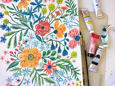 Flowy Florals art drawing flowers gouache hand drawn illustration painting