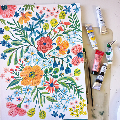 Flowy Florals art drawing flowers gouache hand drawn illustration painting