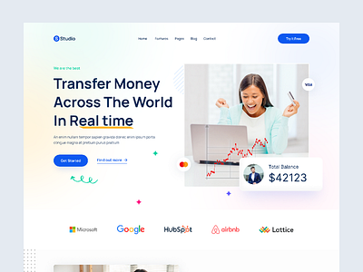 Online Payment Hero Header app design cash study creative design figma hero section homestyle landing page minimal modern money online payment ui ui design ui ux website