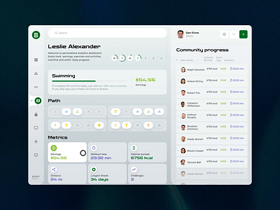 Dashboard Interface for Bearn Enterprise animation bearn app design digital agency health app interaction interface ui