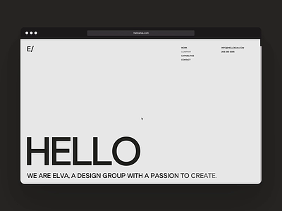 Elva - Company 3d animation design layout marketing motion graphics type typography ui ux web web design webgl website website design