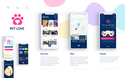 PetLove concept app branding graphic design mobile ui ux