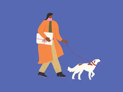 The best shopping companion animal character christmas dog gift holiday illustration shopping