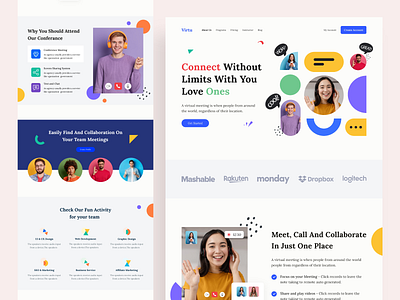 Virtual conference Landing Page design agency cards collage conference course dashboard dotpixelagency event exhibition meeting meetup online profile simple teach teacher video virtual website zoom