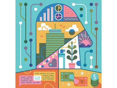 Corporate Well-being business character characterdesign corporate design editorial finances foliage graphic illustration money plants retro technology texture vector well being work working from home