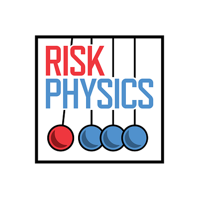 Risk Physics Logo blue brand identity branding design graphic design illustration illustrator logo newtons cradle physics red risk vector