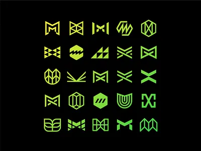 Letter M Logos badge brand branding circle digital geometric geometry icon identity industrial letter logo m mark media modern pattern simple symbol tpye