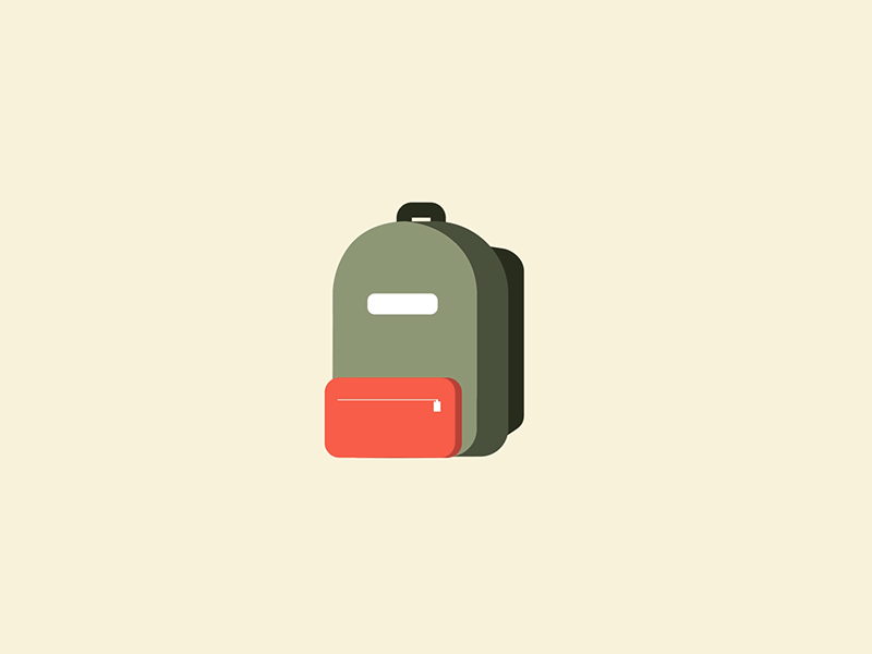 Bag animation backpack bag books gif illustration minimal motion design motion graphics paper