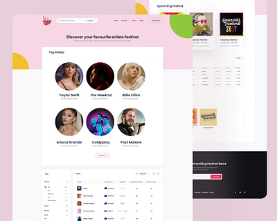 Music & Festival Information Searching Website UI app branding design design agency directory website festival website figma ui illustration landing page logo minimal mobile music website software agency vector web development webflow website website ui zainiklab