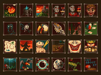 Pixel Art Discord October Challenge art ghost halloween illustration joker moon october pixel pixelart pumpkin spooky vampire