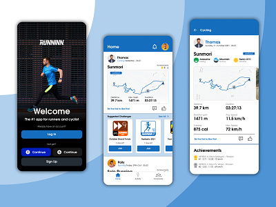 RUNNINN - Running Mobile App Exploration app cycling light running sport tracking ui uiux ux