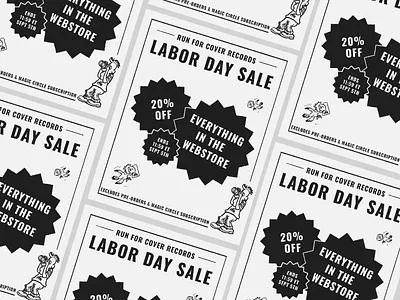 Run For Cover Labor Day Sale art direction bird graphic design illustration record label sale graphic social post typography