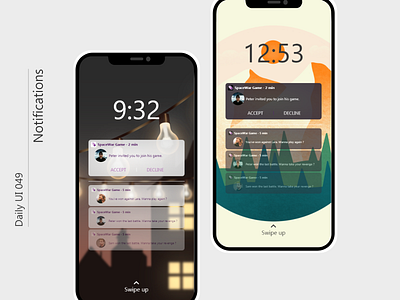 Daily UI 049 - Notifications 049 accept adobe xd app application challenge daily ui dailyui design game illustration interface lock screen mobile notifications online procreate screen ui ux