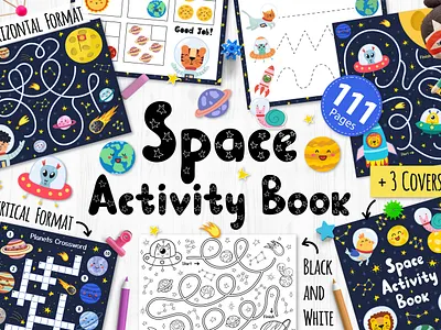 Space Activity Book activities for kids activity book activity page education homeschool kindergarten learning maze primary printables puzzle school worksheet templates worksheets