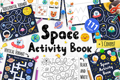 Space Activity Book activities for kids activity book activity page education homeschool kindergarten learning maze primary printables puzzle school worksheet templates worksheets