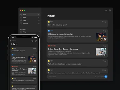 Pasteline App app dark design interface ios iphone mac note notes theme ui ux