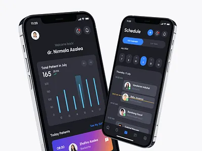 Cecare - Clinic App for Doctor clinic dark mode doctor doctor app graph health home hospital ios mobile patient schedule statistic treatment ui kit