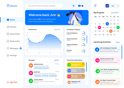 Ed-tech web dashboard dashboard dashboardui education ui ux uxdesign