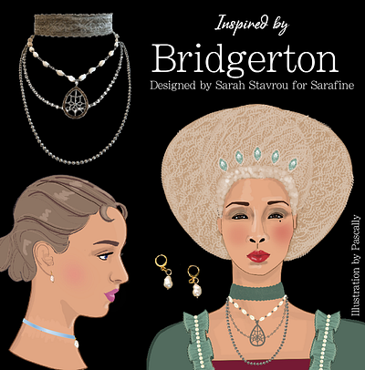 Bridgerton inspired Jewelry, created on Procreate graphic design