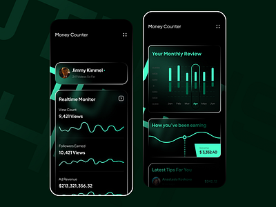 Money Counter App bucket ui concept crypto app design glass glass ui glass ui design glassmorph gradient instagram minimal ui money money app simple ux ui ui kit ux video app wallet app youtube