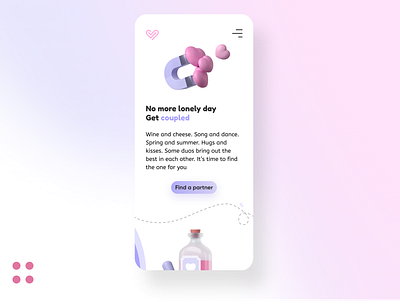 Dating application concept 3d app concept design gradient illustration mobile mobile app mobile app design mobile ui responsive ui ui design uiux ux