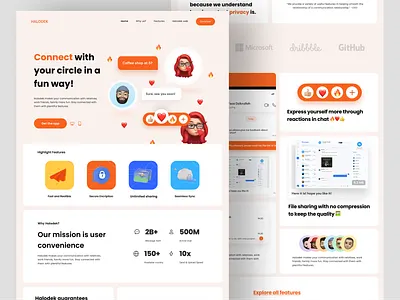 Halodek - Chat Mobile App Landing Page chat chat app landing page chatting landing page messaging messaging landing page messenger messenger landing page minimal ui web web design website website design