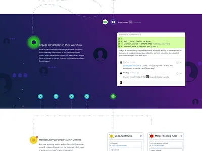 Semgrep App Landing page branding design illustration landing page logo r2c semgrep ui ux