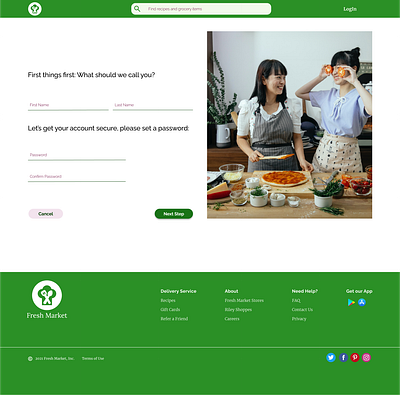 Fresh Market - Account Creation Pages design ui ux