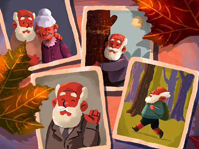 Grandfather 01 animation book character children grandfather illustration kids leaves tale tree